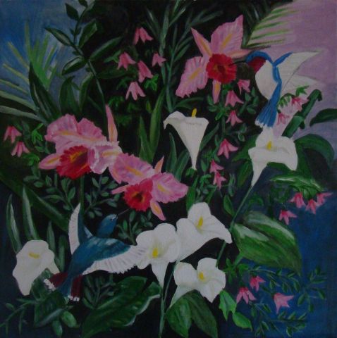 L'artiste marie therese bas - orchidées et colibris