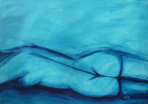Resting Nude - Peinture - Makrof Karima