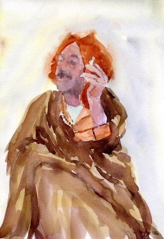 Le fumeur (Maroc) - Peinture - ZEDD68