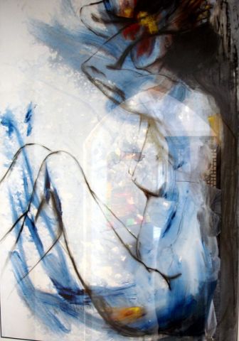 L'artiste michel martin - grand nu bleu