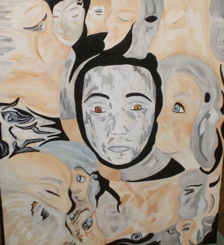 Des visages et des ombres - Peinture - Sabrina D