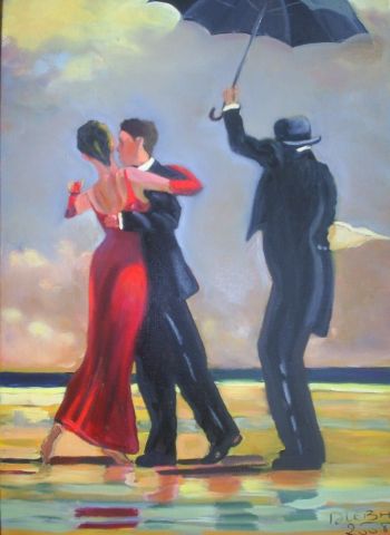 danse-dansons sous la pluie - personnages  - Peinture - danielle lebas