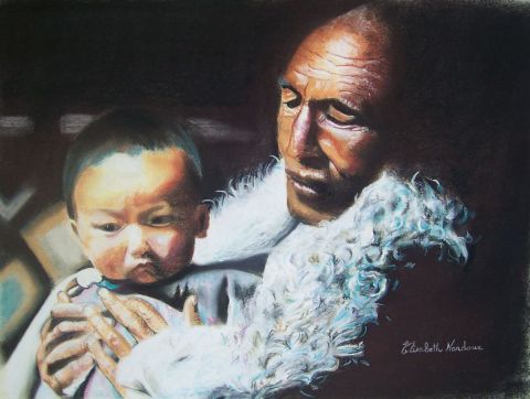 L'homme et l'enfant - Dessin - Elisabeth Nardoux