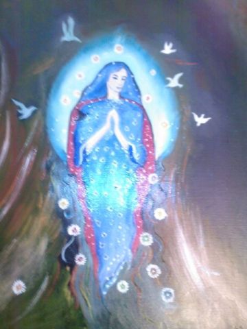 Vierge  aux  colombes  - Peinture - Pepe Luis Saavedra 