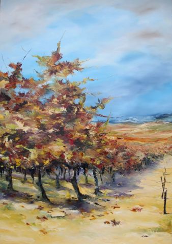 vigne d'automne - Peinture - denis Cheret