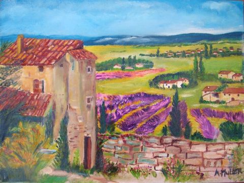 Bastide et champs de lavandes - Peinture - angy