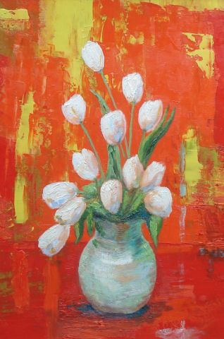 tulipes blanches - Peinture - Helene ROSENDO