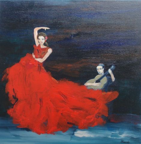 danseuse de flamenco - Peinture - Helene ROSENDO
