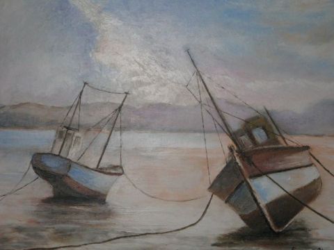 Marée basse - Peinture - Eugene Chomel