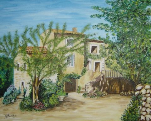 Le hameau de la Rouvière - Peinture - Arlette BONIDAN