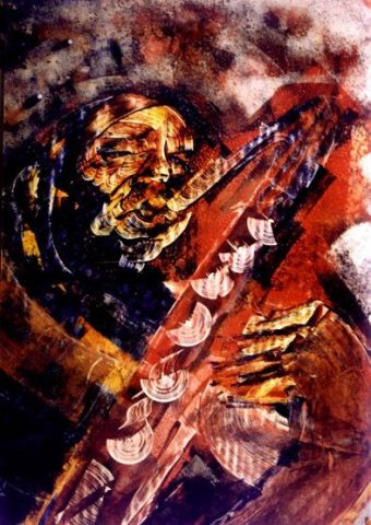le saxophoniste - Peinture - pierre olie