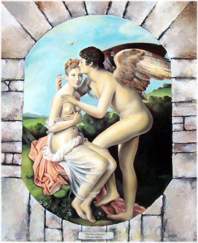 Psych� et l'Amour (reproduction de Fran�ois G�rard) huile  - Peinture - Lydie grandroques