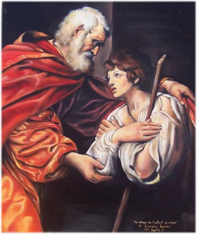 Le retour de l'enfant prodigue ( reproduction de Lionello spada ) huile   - Peinture - Lydie grandroques