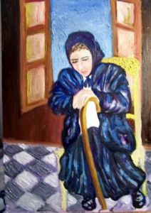 Peinture de JACQUELINE SARAH UZAN: femme a sa fenêtre