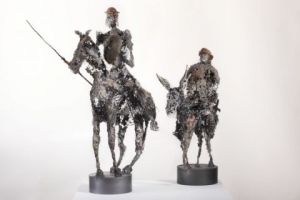 Sculpture de Breval: don quichotte et sancho 