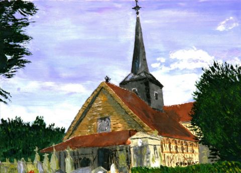 L'artiste Le Champenois - Église à pan de bois, Outines (Marne)