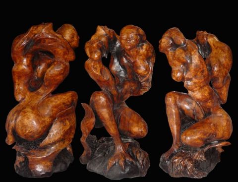Les panth�res de lune - Sculpture - Bernard CHOPIN 