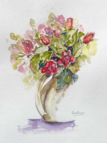 bouquet de roses - Peinture - atelier mauve