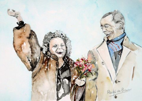 piaf et cerdan - Peinture - atelier mauve