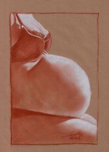Voir cette oeuvre de Philippe FLOHIC: femme enceinte de profil assise 070508