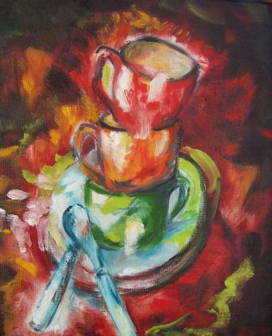 L'artiste Martine Bach - Etude de tasses
