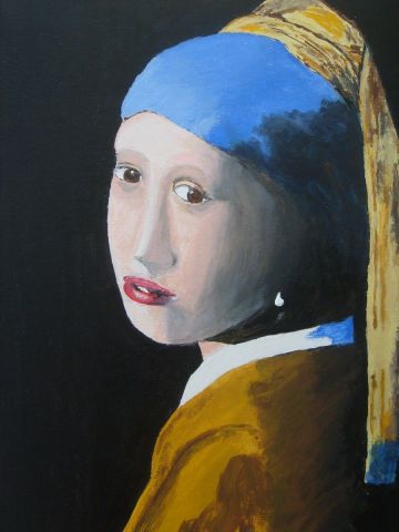 reproduction la jeune fille � la perle de Vermer - Peinture - Jean Pierre BERARD