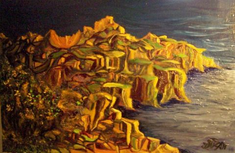 NUIT SUR LES CALANQUES - Peinture - JACQUELINE SARAH UZAN