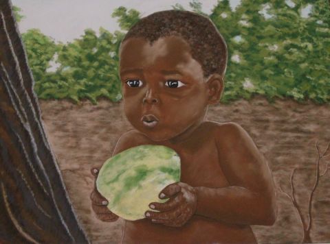 L'artiste corlig - l'enfant et la mangue