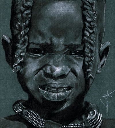 L'artiste Philippe FLOHIC - Portrait jeune Himba 190109