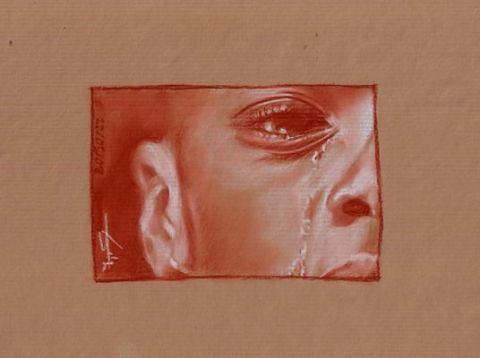 L'artiste Philippe FLOHIC - visage d'enfant en pleurs 200508