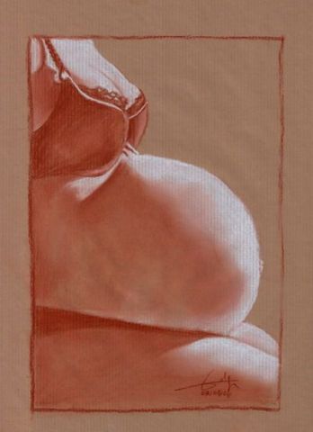 femme enceinte de profil assise 070508 - Dessin - Philippe FLOHIC