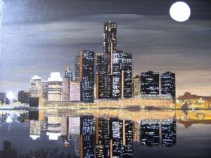 Voir cette oeuvre de A BRUNELLO: ville la nuit