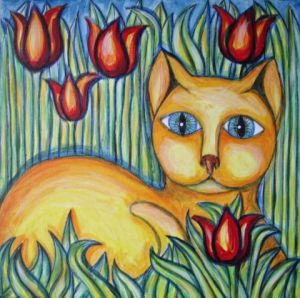 Voir cette oeuvre de Stephane CUNY: Le chat au printemps