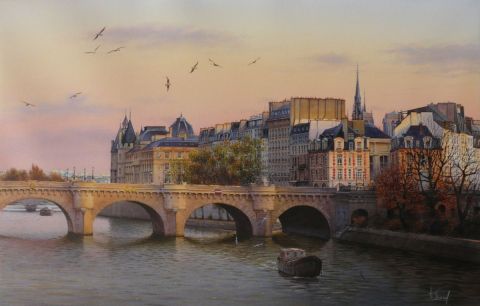 Crépuscule sur Paris - Peinture - Thierry Duval