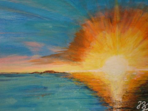 soleil couchant - Peinture - Jean Pierre BERARD