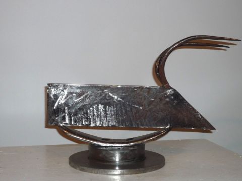 Taureau cornes courb�es - Sculpture - Roland GOURDON