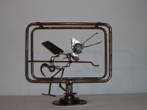 POULET TELEVISION - Sculpture - Roland GOURDON