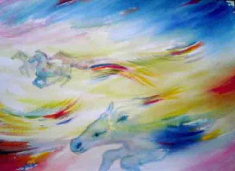 Chevaux célestes - Peinture - labidi
