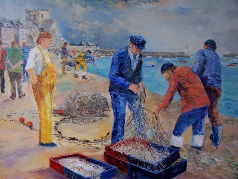 L'artiste Pierre Jourdam - Le port de Barfleur
