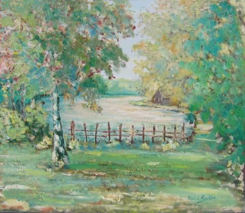 Le petit hangar - Peinture - Andre Rosiere