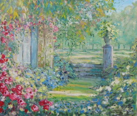 Vasque fleurie - Peinture - Andre Rosiere