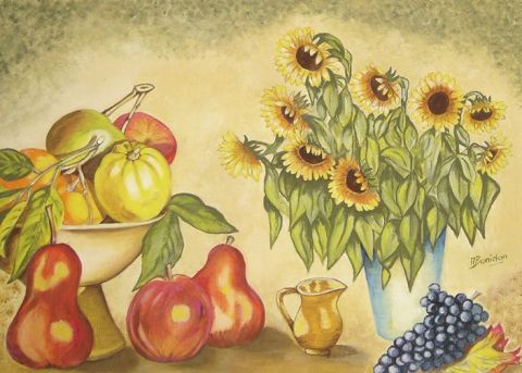 Fleurs et fruits - Peinture - Arlette BONIDAN