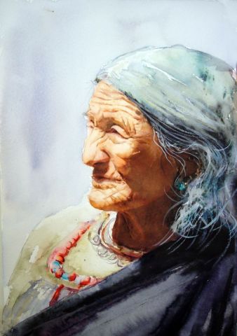 pèlerine Tibétaine - Peinture - yoozo