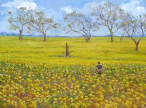 Voir cette oeuvre de Dominique  Amendola : Promenade dans le champ de moutarde en fleur
