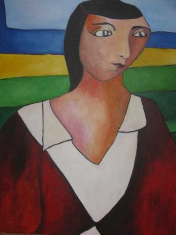 Femme à la mer - Peinture - Sonja Campens