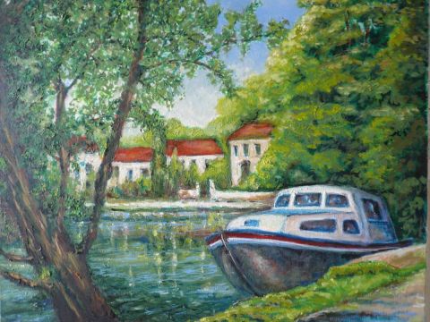 pause sur les rives de l'Yonne - Peinture - casc art
