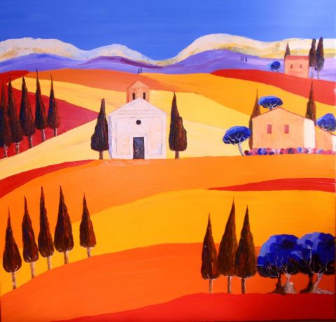 TOSCANE  ( Environs de pienza ) - Peinture - Julie PIOCH