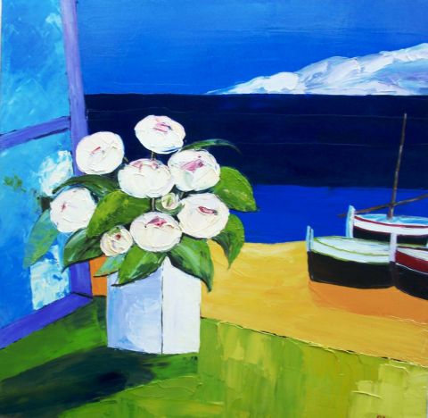 Les Pivoines  Blanches - Peinture - Julie PIOCH