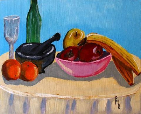 Fruits sur guéridon - Peinture - Pierre MARTIN