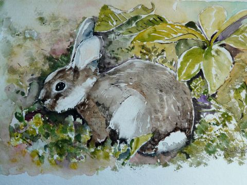 LE LAPIN D'OLGA - Peinture - atelier mauve